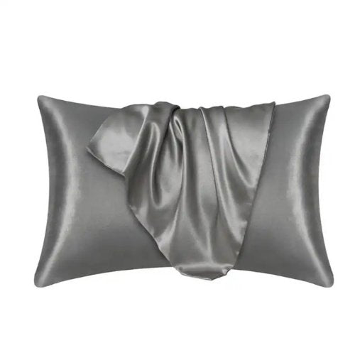2 Pieces Pillowcases Silky Satin pillow cover set Hair Skin, Grey Color. by 5 | Souqify