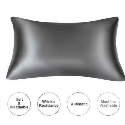 2 Pieces Pillowcases Silky Satin pillow cover set Hair Skin, Grey Color. by 5 | Souqify