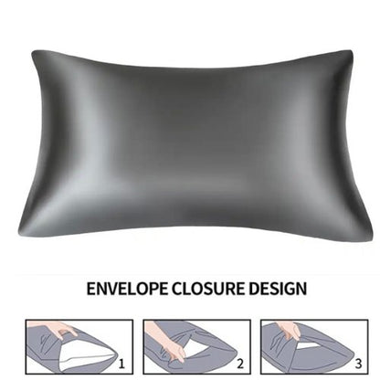 2 Pieces Pillowcases Silky Satin pillow cover set Hair Skin, Grey Color. by 5 | Souqify