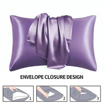 2 Pieces Pillowcases Silky Satin pillow cover set Hair Skin, Lavander Color.