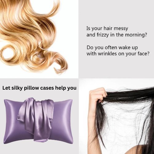 2 Pieces Pillowcases Silky Satin pillow cover set Hair Skin, Lavander Color.