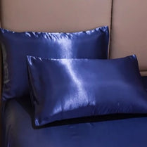 2 Pieces Pillowcases Silky Satin pillow cover set Hair Skin, Navy Blue Color. by 5 | Souqify