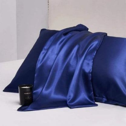 2 Pieces Pillowcases Silky Satin pillow cover set Hair Skin, Navy Blue Color. by 5 | Souqify