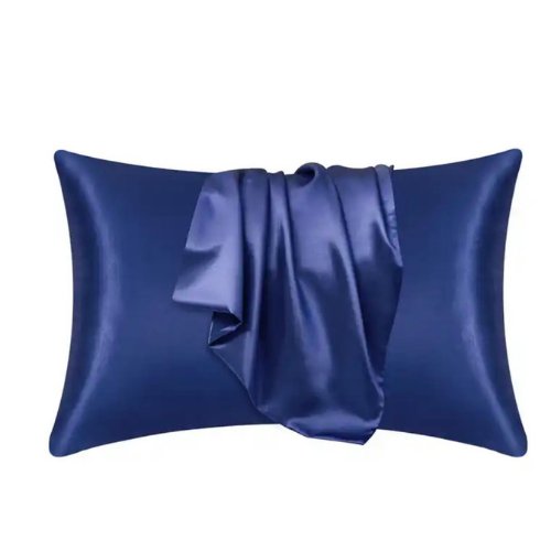 2 Pieces Pillowcases Silky Satin pillow cover set Hair Skin, Navy Blue Color. by 5 | Souqify