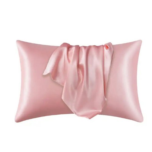 2 Pieces Pillowcases Silky Satin pillow cover set Hair Skin, Old Pink Color. by 5 | Souqify