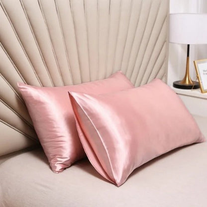 2 Pieces Pillowcases Silky Satin pillow cover set Hair Skin, Old Pink Color. by 5 | Souqify