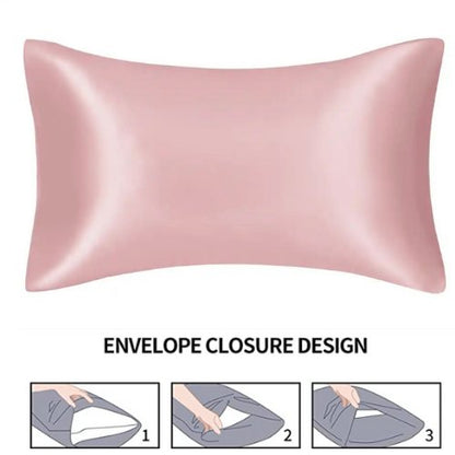 2 Pieces Pillowcases Silky Satin pillow cover set Hair Skin, Old Pink Color. by 5 | Souqify