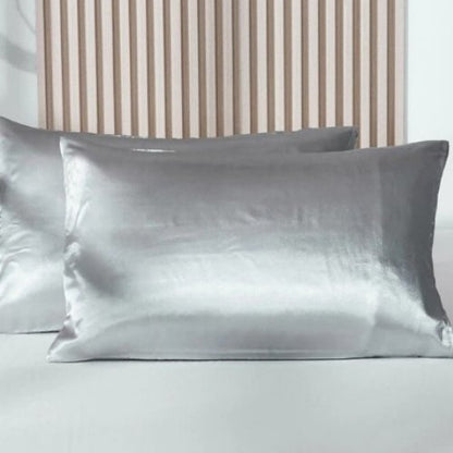 2 Pieces Pillowcases Silky Satin pillow cover set Hair Skin, Silver Color. by 5 | Souqify