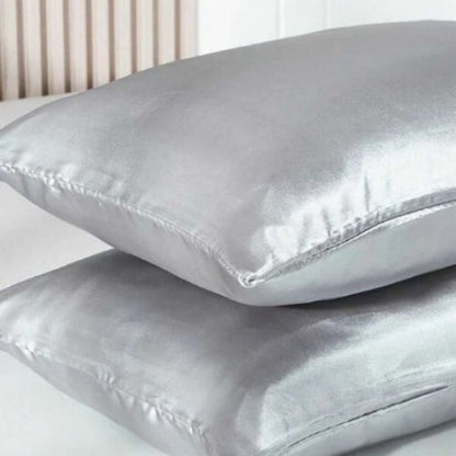 2 Pieces Pillowcases Silky Satin pillow cover set Hair Skin, Silver Color. by 5 | Souqify