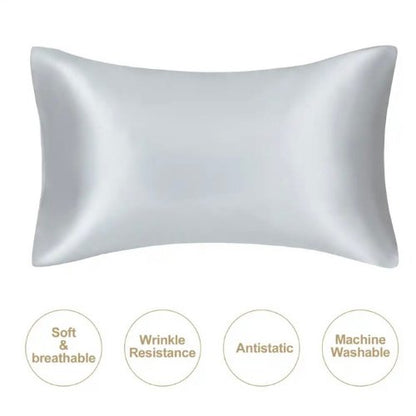 2 Pieces Pillowcases Silky Satin pillow cover set Hair Skin, Silver Color. by 5 | Souqify