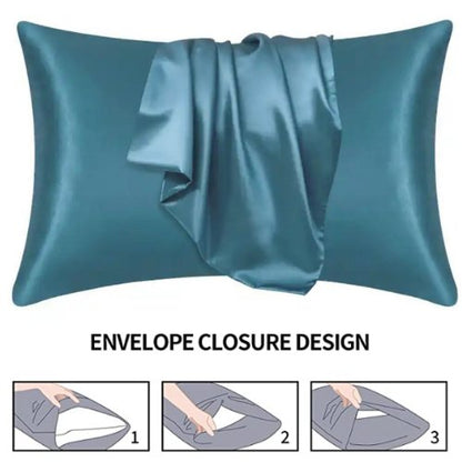 2 Pieces Pillowcases Silky Satin pillow cover set Hair Skin, Teal Color. by 5 | Souqify