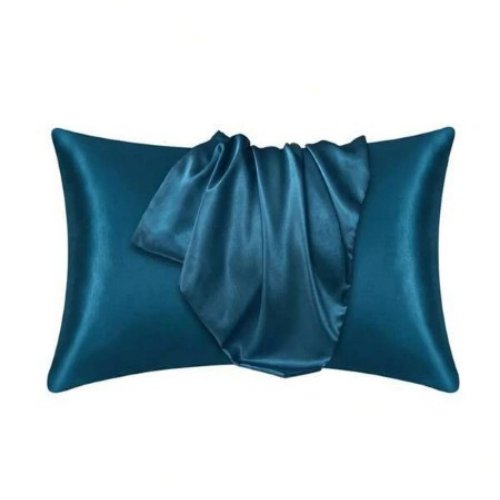 2 Pieces Pillowcases Silky Satin pillow cover set Hair Skin, Yale Blue Color. by 5 | Souqify