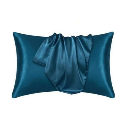 2 Pieces Pillowcases Silky Satin pillow cover set Hair Skin, Yale Blue Color. by 5 | Souqify