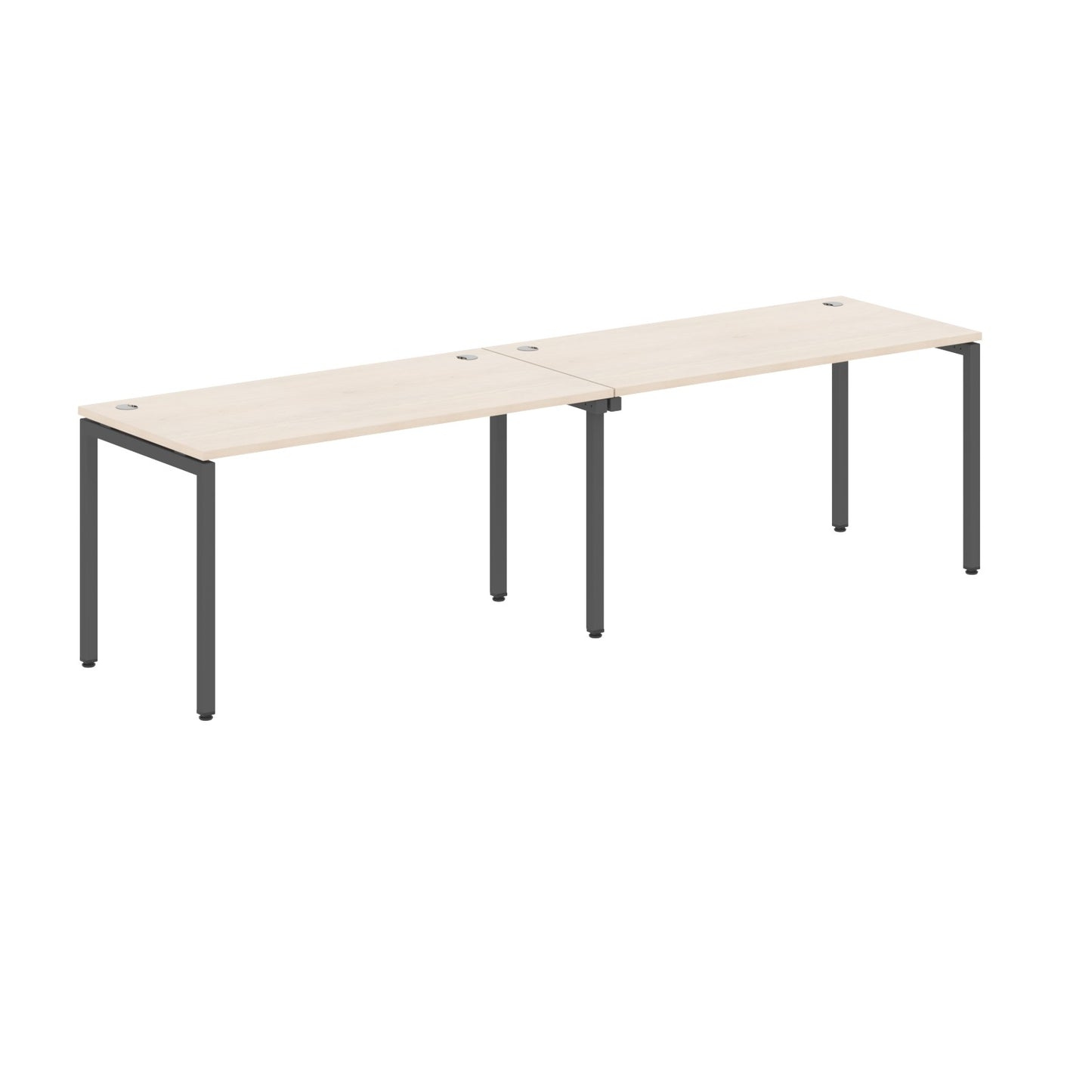 RECTANGULAR SHAPE CLUSTER OF 02 WORKSTATION MADE IN 25MM MFC TOP, E1 LAMINATE CHIPBOARD WITH WOODEN MODESTY PANEL 40X40MM METAL U SHAPE FRAMES