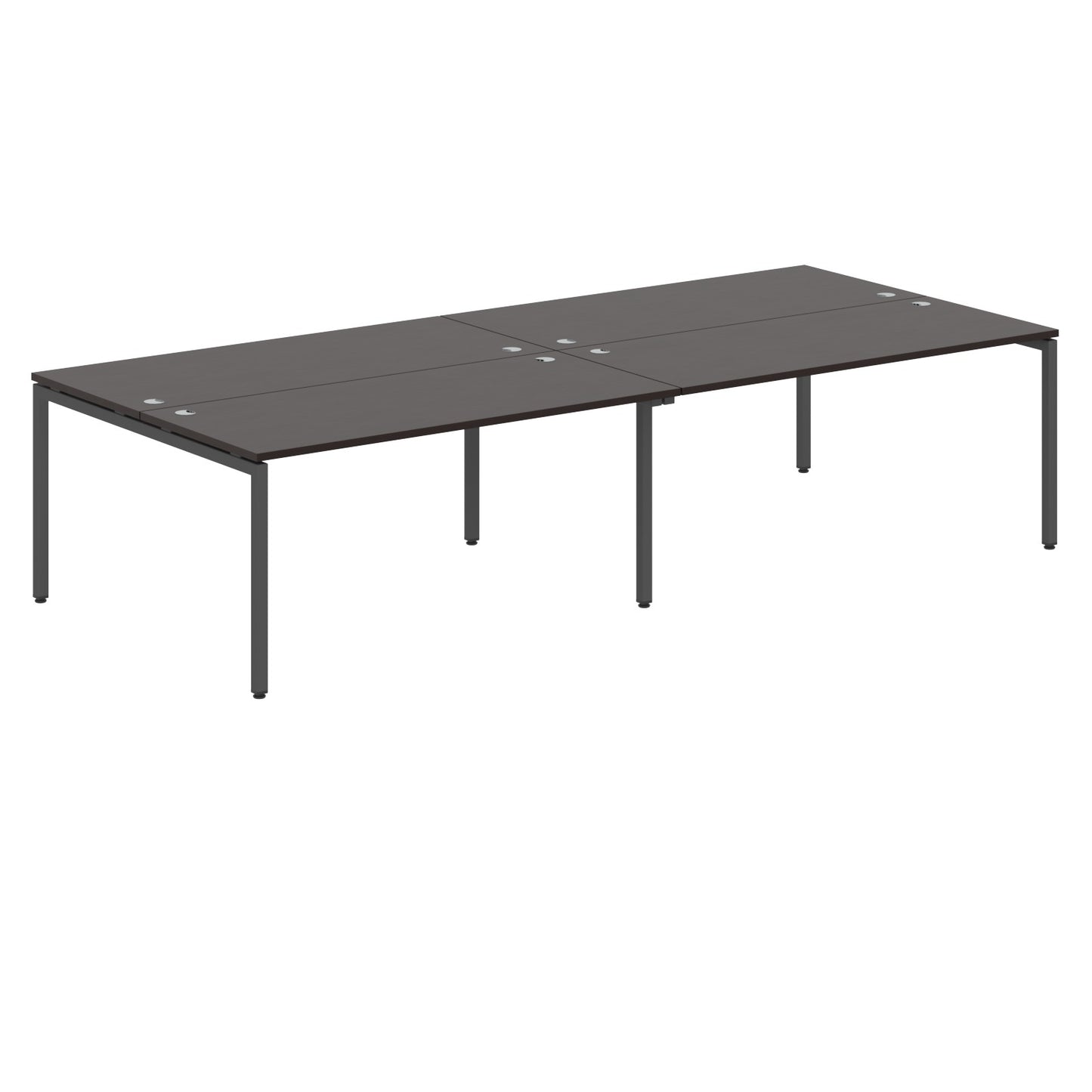 RECTANGULAR SHAPE CLUSTER OF 04 WORKSTATION MADE IN 25MM MFC TOP, E1 LAMINATE CHIPBOARD WITH WOODEN MODESTY PANEL 40X40MM METAL U SHAPE FRAMES