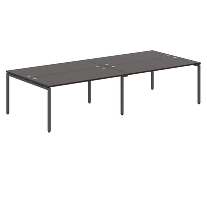 RECTANGULAR SHAPE CLUSTER OF 04 WORKSTATION MADE IN 25MM MFC TOP, E1 LAMINATE CHIPBOARD WITH WOODEN MODESTY PANEL 40X40MM METAL U SHAPE FRAMES