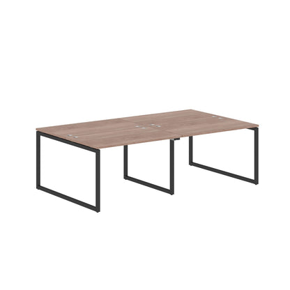 RECTANGULAR SHAPE CLUSTER OF 04 WORKSTATION MADE IN 25MM MFC TOP, E1 LAMINATE CHIPBOARD WITH WOODEN MODESTY PANEL 40X40MM METAL O SHAPE FRAMES