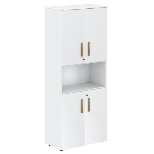 EXECUTIVE FULL HEIGHT CABINET, MADE IN E1 LAMINATE CHIPBOARD, WITH WOODEN SWING DOORS AND OPEN SHELF