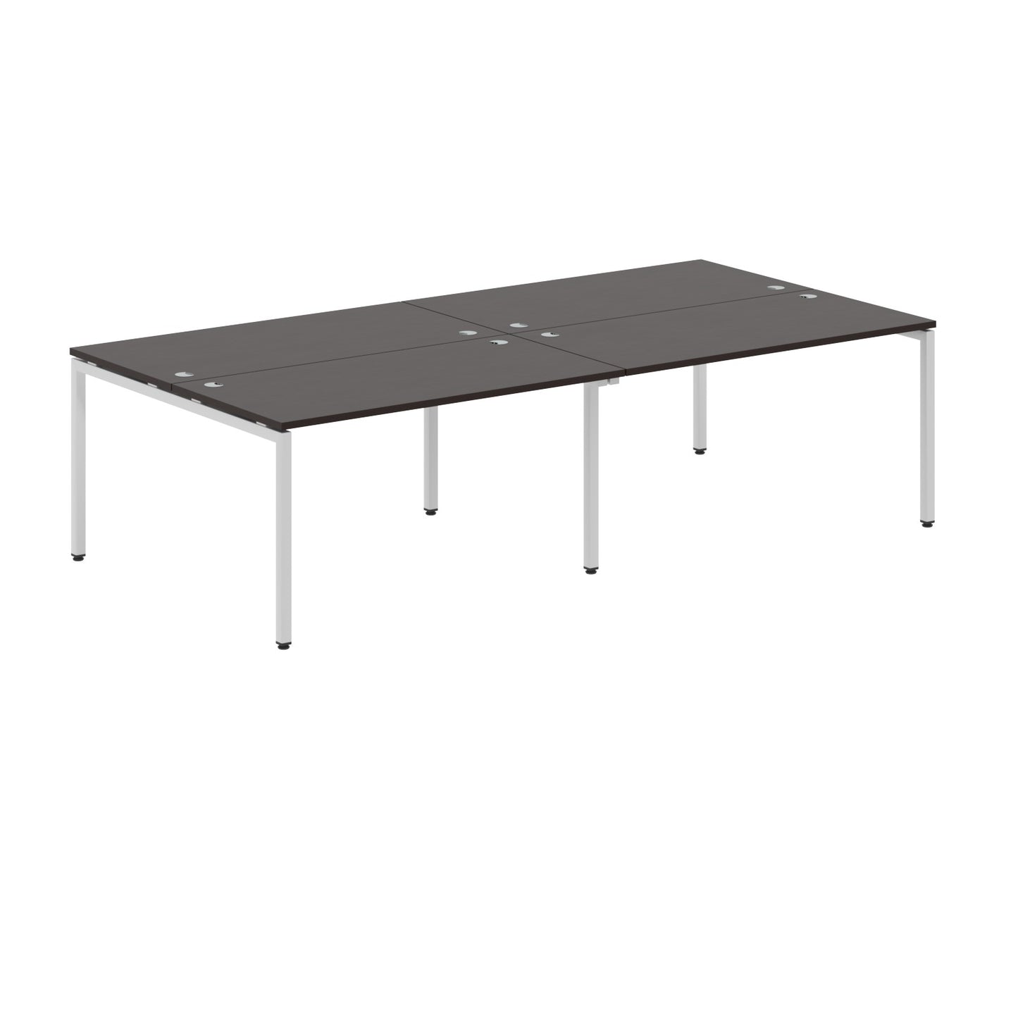 RECTANGULAR SHAPE CLUSTER OF 04 WORKSTATION MADE IN 25MM MFC TOP, E1 LAMINATE CHIPBOARD WITH WOODEN MODESTY PANEL 40X40MM METAL U SHAPE FRAMES