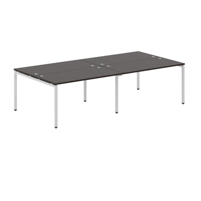 RECTANGULAR SHAPE CLUSTER OF 04 WORKSTATION MADE IN 25MM MFC TOP, E1 LAMINATE CHIPBOARD WITH WOODEN MODESTY PANEL 40X40MM METAL U SHAPE FRAMES