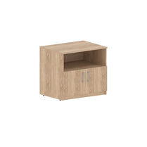 RECTANGULAR SHAPE CREDENZA MADE IN E1 LAMINATE CHIPBOARD WITH OPEN SHELF AND WOODEN SWING DOORS