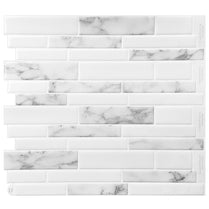 White Marble Strip Vinyl Tile 24079