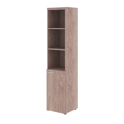 FULL HEIGHT CABINET MADE IN E1 LAMINATE CHIPBOARD WITH OPEN SHALVES AND WOODEN SWING DOORS