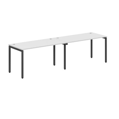 RECTANGULAR SHAPE CLUSTER OF 02 WORKSTATION MADE IN 25MM MFC TOP, E1 LAMINATE CHIPBOARD WITH WOODEN MODESTY PANEL 40X40MM METAL U SHAPE FRAMES