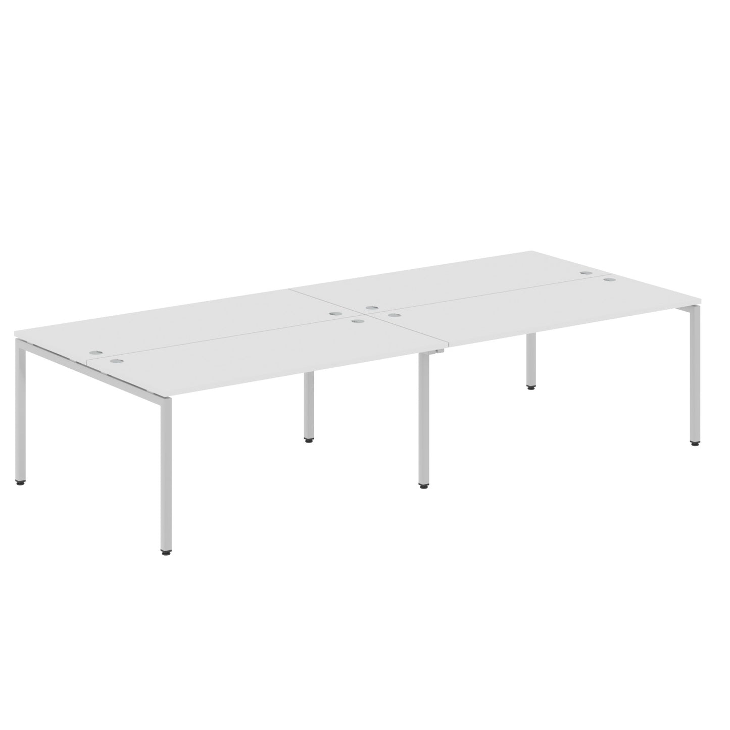 RECTANGULAR SHAPE CLUSTER OF 04 WORKSTATION MADE IN 25MM MFC TOP, E1 LAMINATE CHIPBOARD WITH WOODEN MODESTY PANEL 40X40MM METAL U SHAPE FRAMES