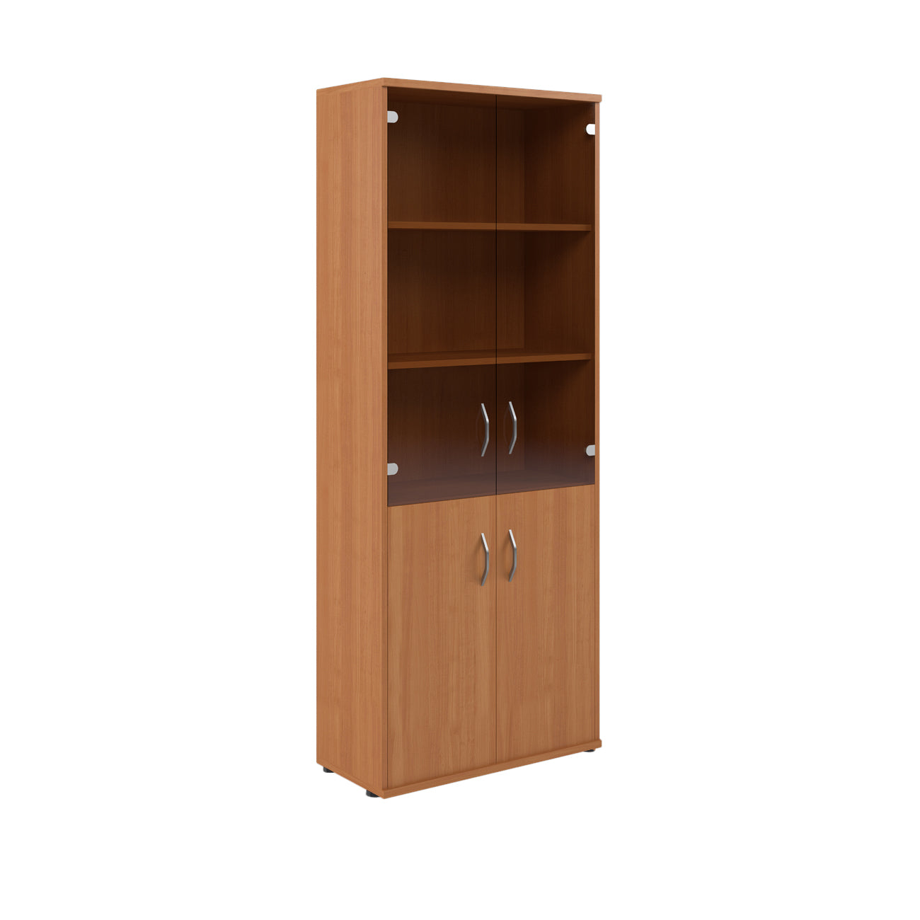 FULL HEIGHT CABINET, MADE IN E1 LAMINATE CHIPBOARD, WITH UPPER GLASS AND WOODEN SWING DOORS