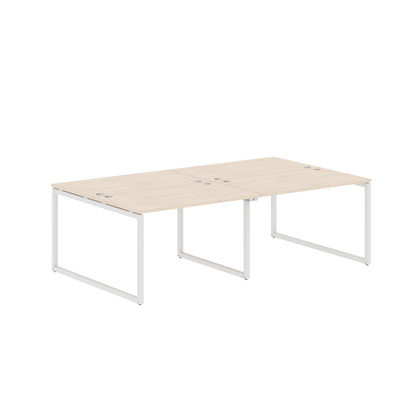 RECTANGULAR SHAPE CLUSTER OF 04 WORKSTATION MADE IN 25MM MFC TOP, E1 LAMINATE CHIPBOARD WITH WOODEN MODESTY PANEL 40X40MM METAL O SHAPE FRAMES