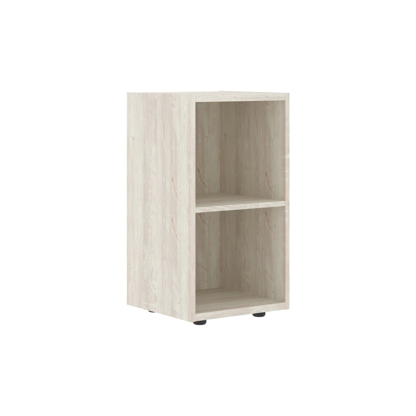 LOW HEIGHT CABINET, MADE IN E1 LAMINATE CHIPBOARD, WITH OPEN SHELVES