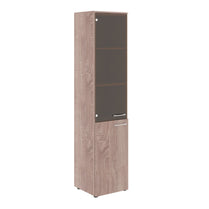 FULL HEIGHT CABINET, MADE IN E1 LAMINATE CHIPBOARD, WITH GLASS AND WOODEN SWING DOOR