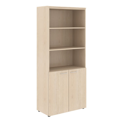 FULL HEIGHT CABINET MADE IN E1 LAMINATE CHIPBOARD WITH OPEN SHALVES AND WOODEN SWING DOORS