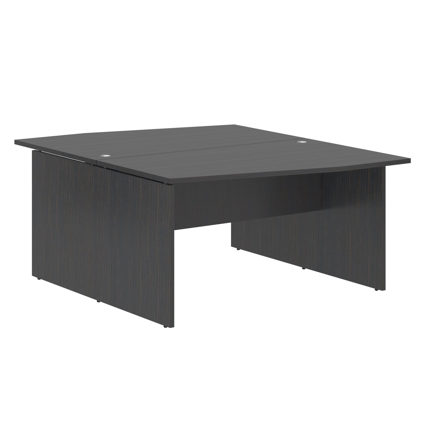 L SHAPE CLUSTER OF 02 WORKSTATION, MADE IN E1 LAMINATE CHIPBOPARD, WITH WOODEN MODESTY PANEL AND LEGS