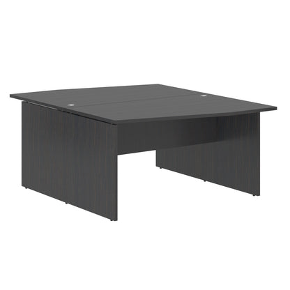 L SHAPE CLUSTER OF 02 WORKSTATION, MADE IN E1 LAMINATE CHIPBOPARD, WITH WOODEN MODESTY PANEL AND LEGS