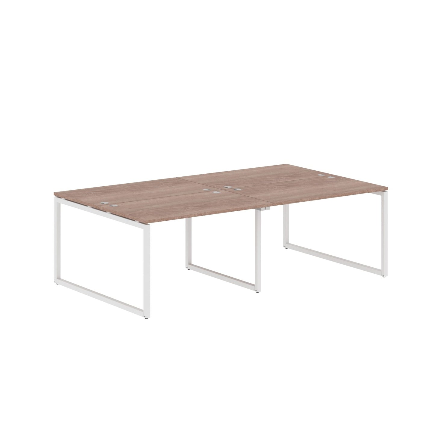 RECTANGULAR SHAPE CLUSTER OF 04 WORKSTATION MADE IN 25MM MFC TOP, E1 LAMINATE CHIPBOARD WITH WOODEN MODESTY PANEL 40X40MM METAL O SHAPE FRAMES