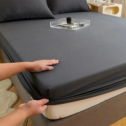3 Pieces Fitted Bedsheet Set, Plain Black Color, Various Sizes