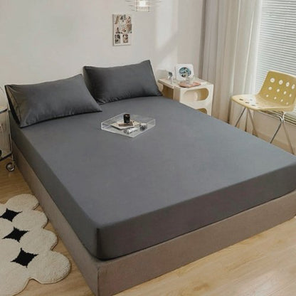 3 Pieces Fitted Bedsheet Set, Plain Black Color, Various Sizes