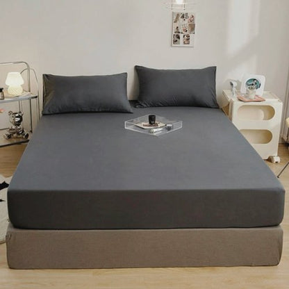 3 Pieces Fitted Bedsheet Set, Plain Black Color, Various Sizes