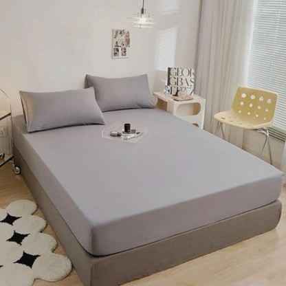 3 Pieces Fitted Bedsheet Set Plain Gray Color, Various Sizes by 5 | Souqify