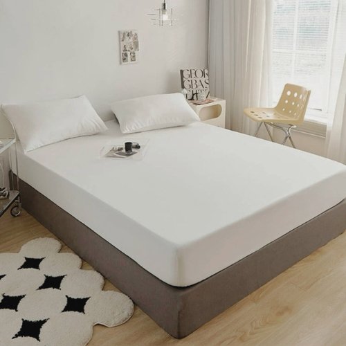 3 Pieces Fitted Bedsheet Set, Plain White Color, Various Sizes by 5 | Souqify