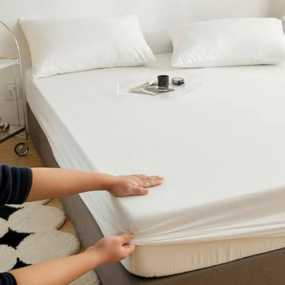 3 Pieces Fitted Bedsheet Set, Plain White Color, Various Sizes by 5 | Souqify