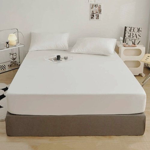 3 Pieces Fitted Bedsheet Set, Plain White Color, Various Sizes by 5 | Souqify