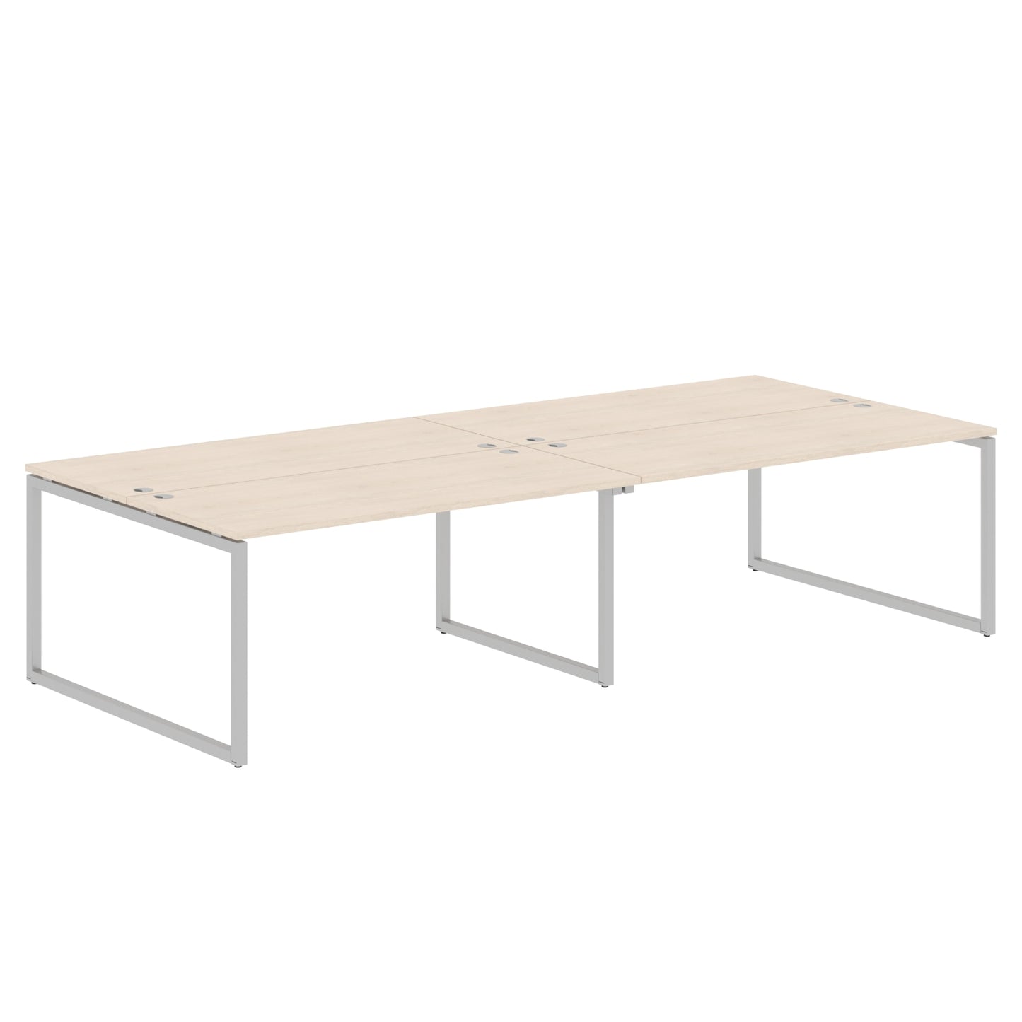RECTANGULAR SHAPE CLUSTER OF 04 WORKSTATION MADE IN 25MM MFC TOP, E1 LAMINATE CHIPBOARD WITH WOODEN MODESTY PANEL 40X40MM METAL O SHAPE FRAMES