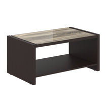 EXECUTIVE RECTANGULAR SHAPE COFFEE TABLE, MADE IN E1 LAMINATE CHIPBOARD, WITH OPEN SHELF AND WOODEN LEGS