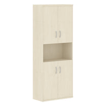 FULL HEIGHT CABINET, MADE IN E1 LAMINATE CHIPBOARD, WITH WOODEN SWING DOORS AND OPEN SHELF