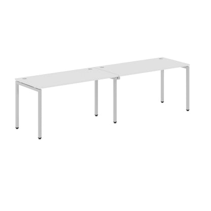 RECTANGULAR SHAPE CLUSTER OF 02 WORKSTATION MADE IN 25MM MFC TOP, E1 LAMINATE CHIPBOARD WITH WOODEN MODESTY PANEL 40X40MM METAL U SHAPE FRAMES