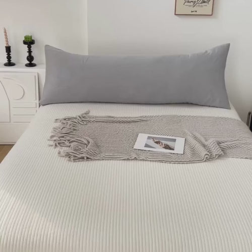 1 Piece Long Body Pillow Case, Plain Coint Grey Color.