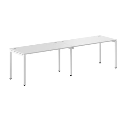 RECTANGULAR SHAPE CLUSTER OF 02 WORKSTATION MADE IN 25MM MFC TOP, E1 LAMINATE CHIPBOARD WITH WOODEN MODESTY PANEL 40X40MM METAL U SHAPE FRAMES